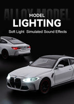 Scale 1:32 M4 X3M Toy Car Model Pull Back Music Light Doors Opened Miniature Vehicle Metal Diecast Models Kids Educational Gifts