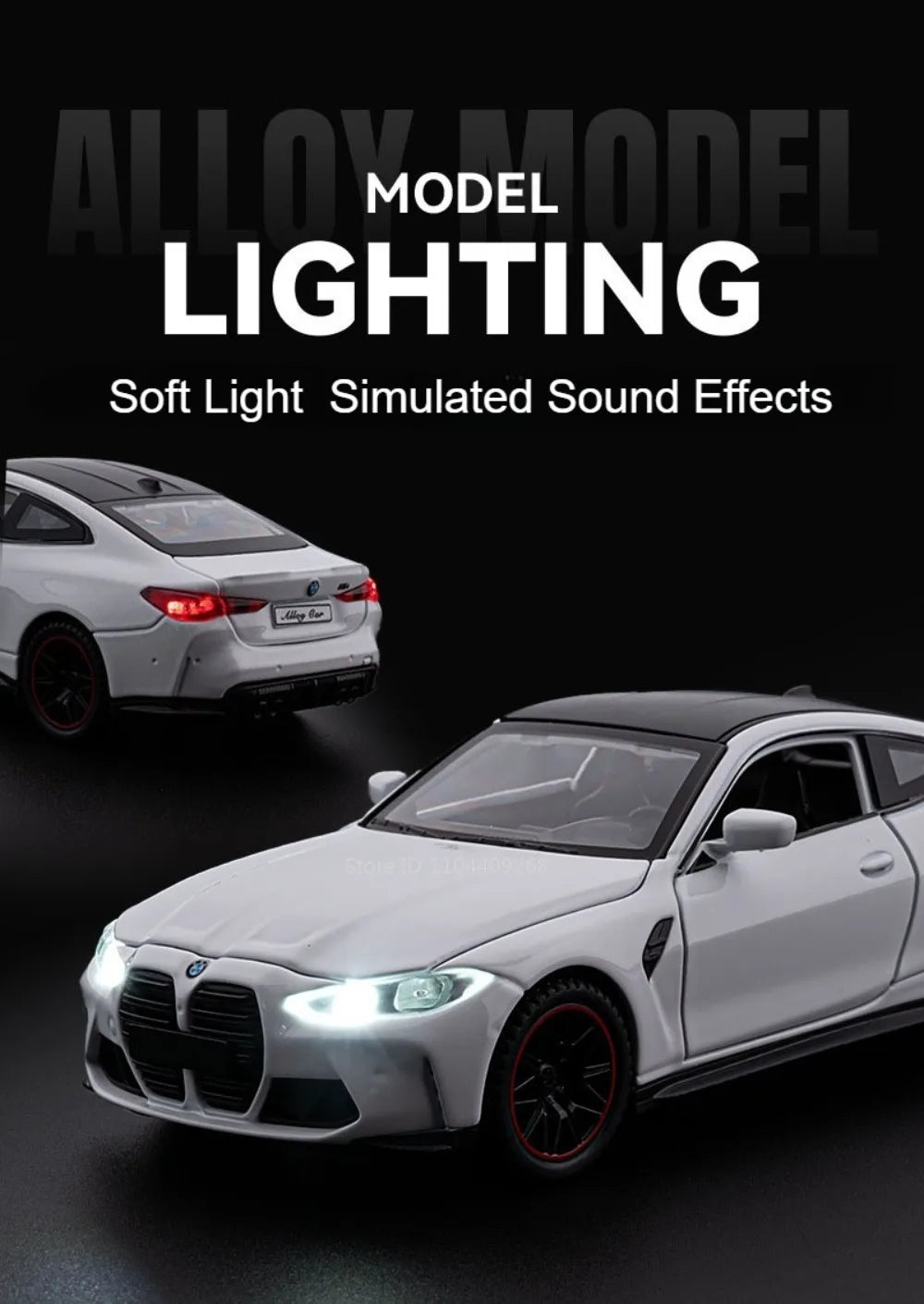 Scale 1:32 M4 X3M Toy Car Model Pull Back Music Light Doors Opened Miniature Vehicle Metal Diecast Models Kids Educational Gifts