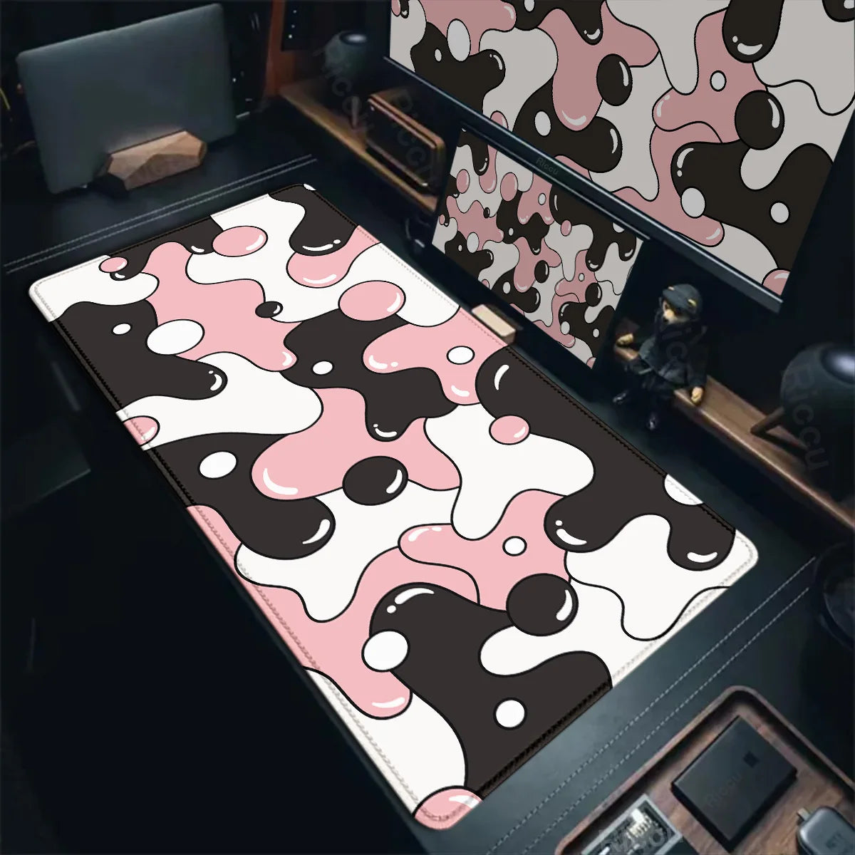 Gaming Mouse Pads Large Size Table Pad Blue White Strata Liquid Mouse Pad Computer Play Mat Leather Mouse Pad Keyboard Desk Mat