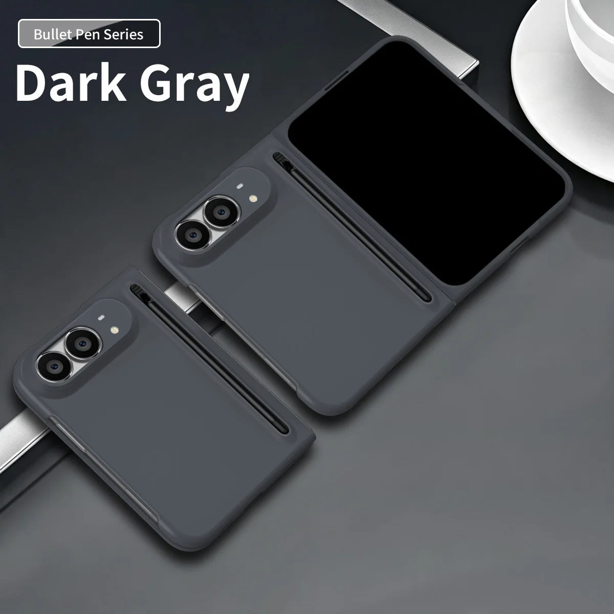 Matte S-Pen Case for iPhone Duo Fold Cover with Built-in Tempered Glass Screen Protector Skin-Friendly Anti-Fingerprint