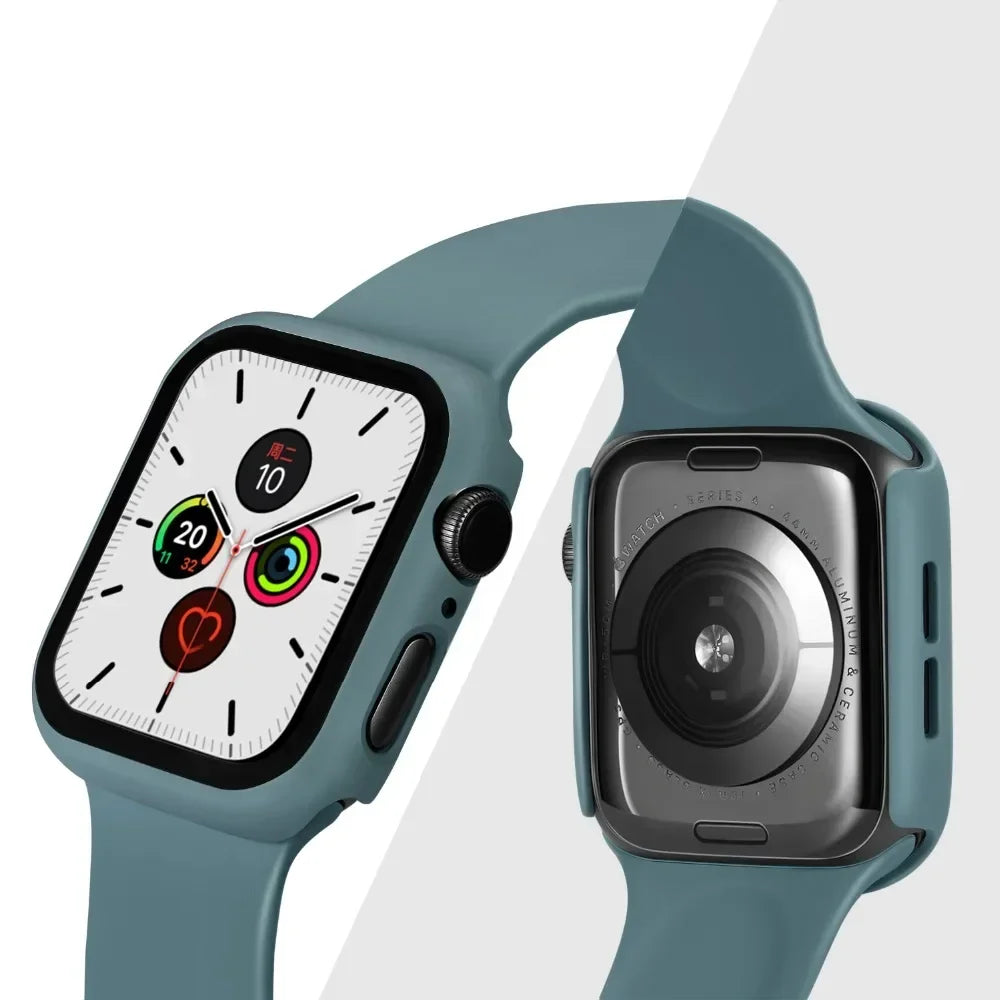 Tempered Glass+cover For Apple Watch Case Accessories 45mm 41mm 44mm 40mm 42mm Screen Protector Apple watch serie 9 4 5 6 SE 7 8