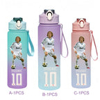 750ML Messi Modrić Neymar Football Star Straw Water Cup Portable Fitness Drink Bottle Kettle Leakproof Drinkware Fans Gifts