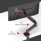 Single Monitor Arm Desk Mount for 17" to 32" Screen, Maximum load capacity 10KG Full Motion Articulating, Clamp and Grommet Base
