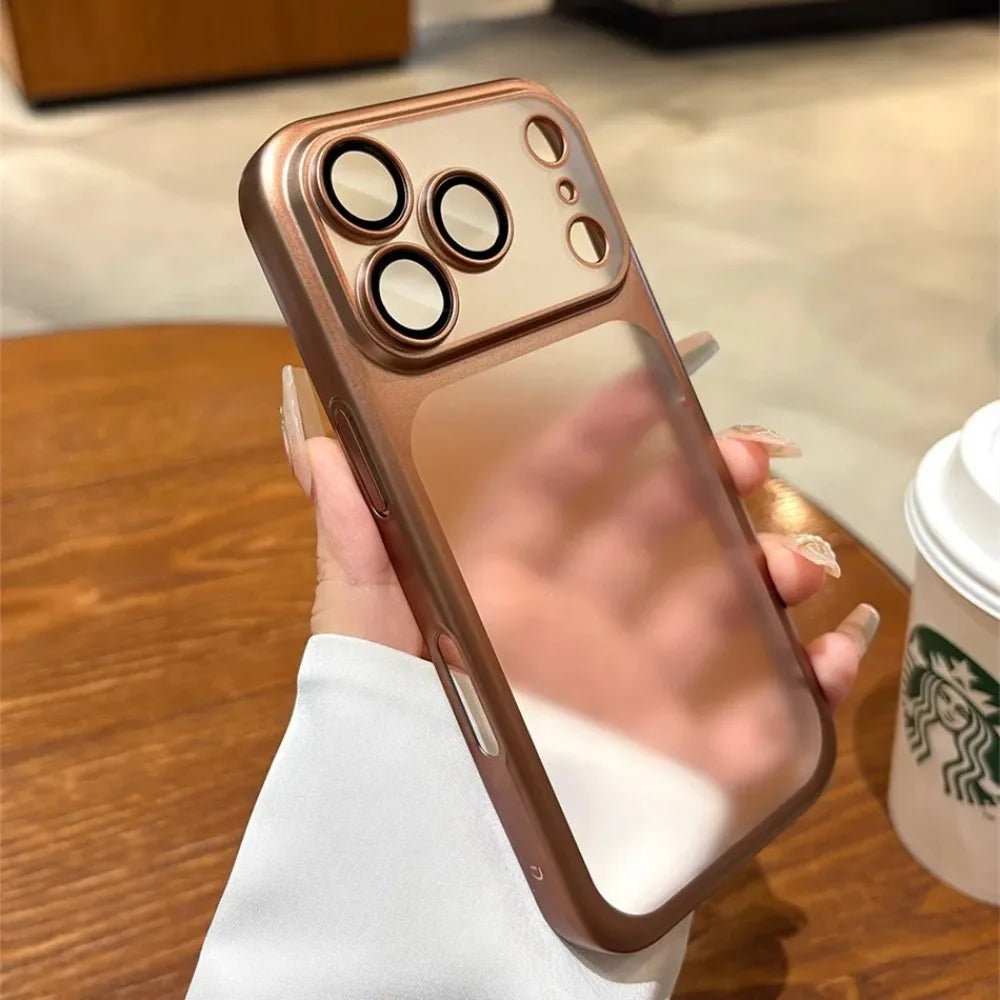 Luxury Plating Matte Ultra Slim Case for iPhone 17 18 16 15 14 13 12 Pro Max Camera Lens Film Protector Frosted Shockproof Case