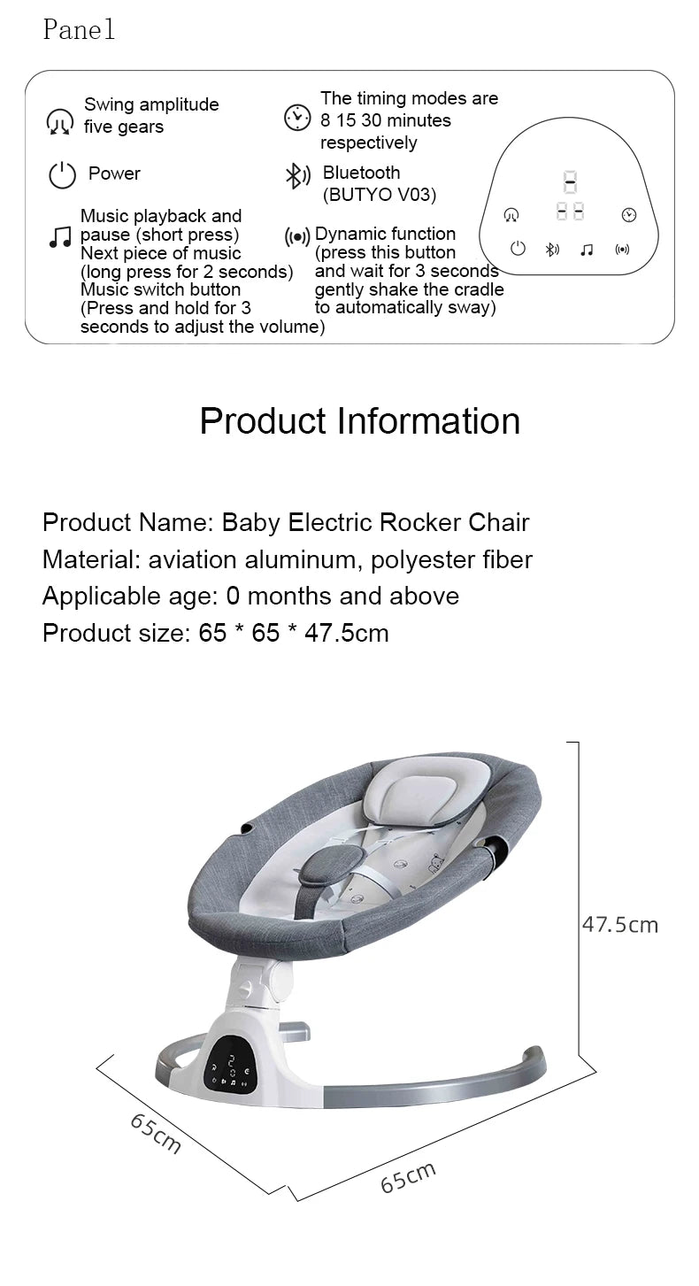 Baby Electric Rocking Chair Cradles Coax Baby  Luxury Electric Swing Shaker Recliner Comfort Chair  0-3 Years Old Baby Bed
