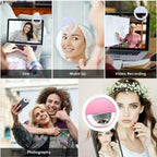 1 USB-Ladekabel LED Selfie-Ringlicht Einstellbare Helligkeit Handy-Kamera-Fülllicht für iPhone Samsung Xiaomi Huawei