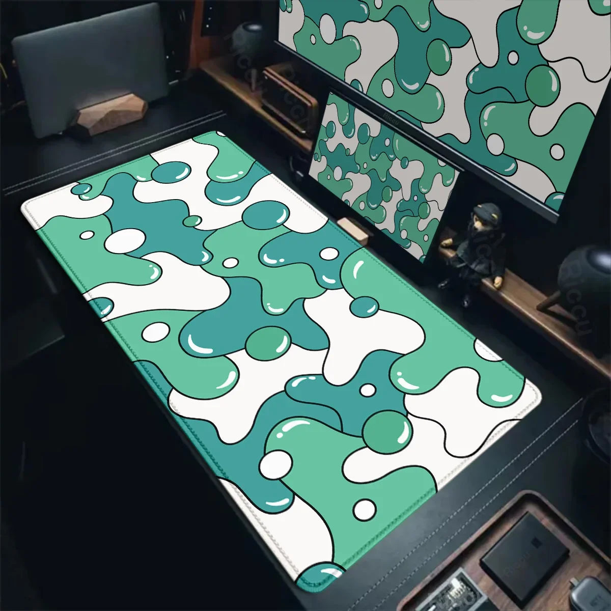 Gaming Mouse Pads Large Size Table Pad Blue White Strata Liquid Mouse Pad Computer Play Mat Leather Mouse Pad Keyboard Desk Mat