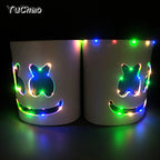 Fashion Luminous LED Mask DJ Costumes Accessories Glow Supplies Neon Light Marshmallow  Mask For Music Festival Nightclub Dance