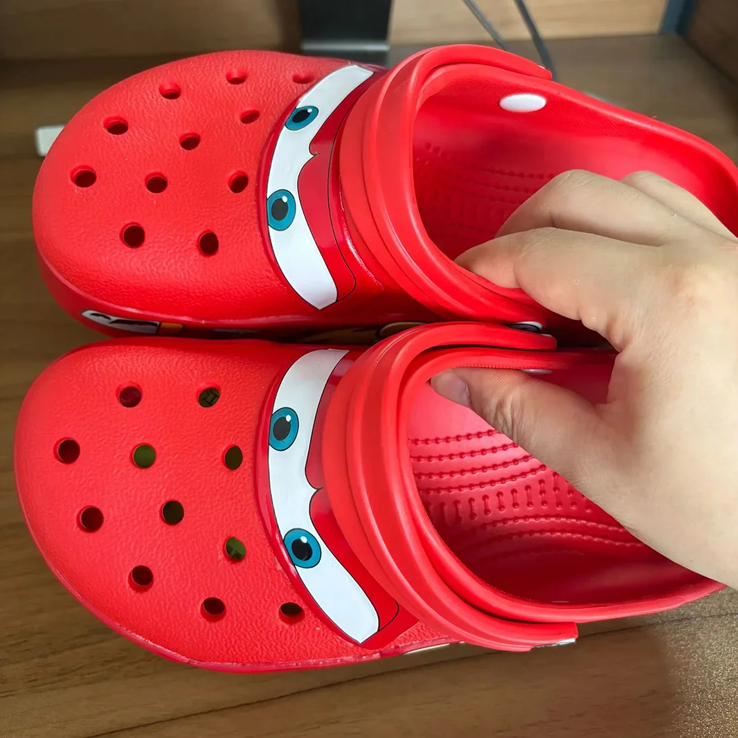 Lightninged 95 Cars Adults Hole Slippers Cartoon Solid Waterproof Slippers Outdoor Beach Sandals Breathable Eva Shoes