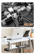 Retractable No Drill Clamp On Under Desk Cable Tray Metal Power Strip Wire Organizer Router Cord Storage Holder