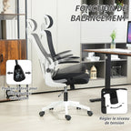 360° swivel desk chair with adjustable headrest and lumbar support – black, seat height adjustable