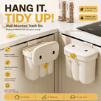 Kitchen garbage bin, household with lid, wall mounted garbage bin, no bending, large capacity, bathroom, hanging garbage bin