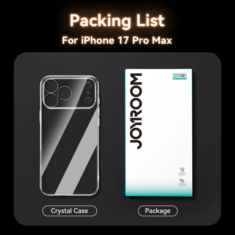 Joyroom Case For iPhone 18 Pro Max Case Crystal Transparent PC Anti-Yellow Lens Protection Cover For iPhone 17 16 15Pro Max Case