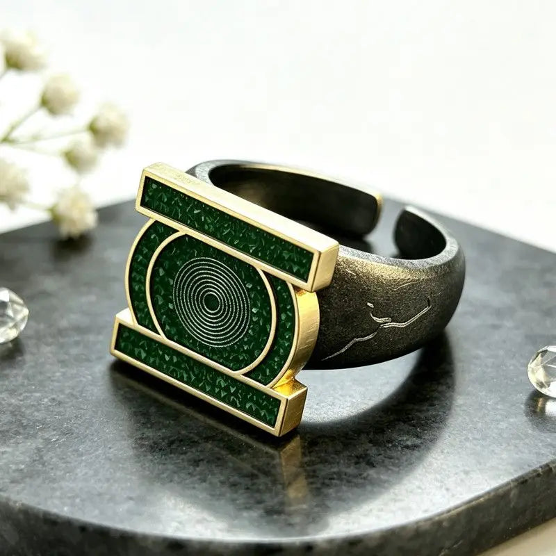 Hot Green Lantern Ring Anime Peripheral John Stewart Ring Adjustable Open Band Cosplay Green Lantern Corps Ring Toy Fans Gift