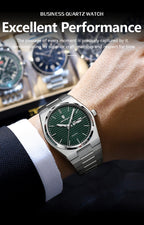 POEDAGAR Luxury Original Man Watch Waterproof Stainless Steel Luminous Men's Wristwatch Date Week Quartz Fashion Watches For Men