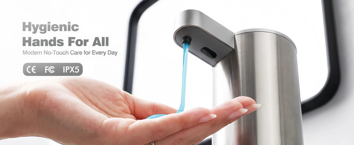 Automatic Soap Dispenser Stainless Touchless Rechargeable Hand Sanitizer Shampoo Detergent Dispenser for Kitchen Bathroom Toilet