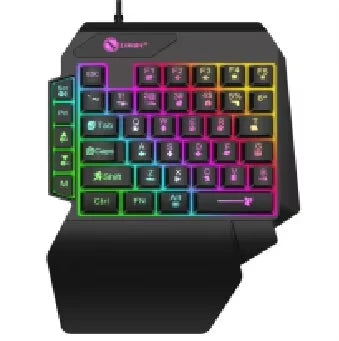 Teclado para juegos de una sola mano de 35 teclas, mini teclado USB ultradelgado con retroiluminación con cable para laptop, PC de escritorio, smartphone