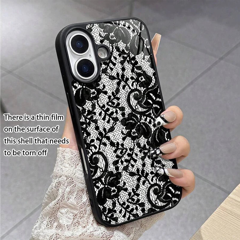 For iPhone 18 17 16 15 14 13 12 11 Pro Max Plus Case Exquisite Lace Pattern Silicone Cover For iPhone Air 16E XS X XR Soft Funda