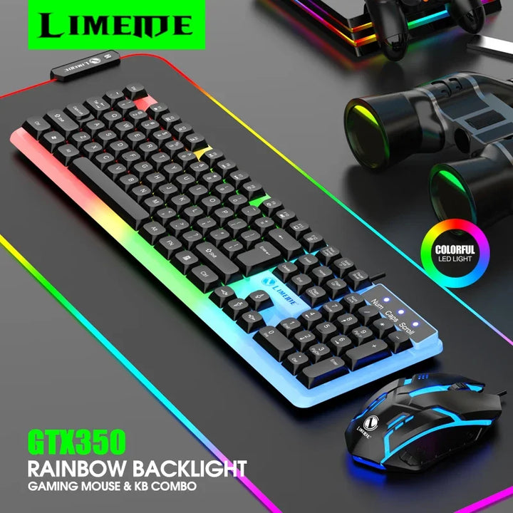NG GTX350 Gaming Tastatur Maus Kombination Computer Laptop Hintergrundbeleuchtung Gamer Kit LED Kabelgebundene USB-Tastatur GTX350 Set-Schwarz