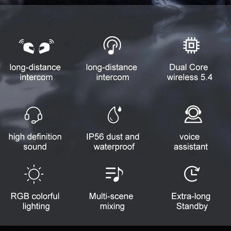 Y20 Pro Motorcycle Helmet Headset Bluetooth 500M Intercom FM Radio Hands-free Call Waterproof Mixing Music Sharing Interphone