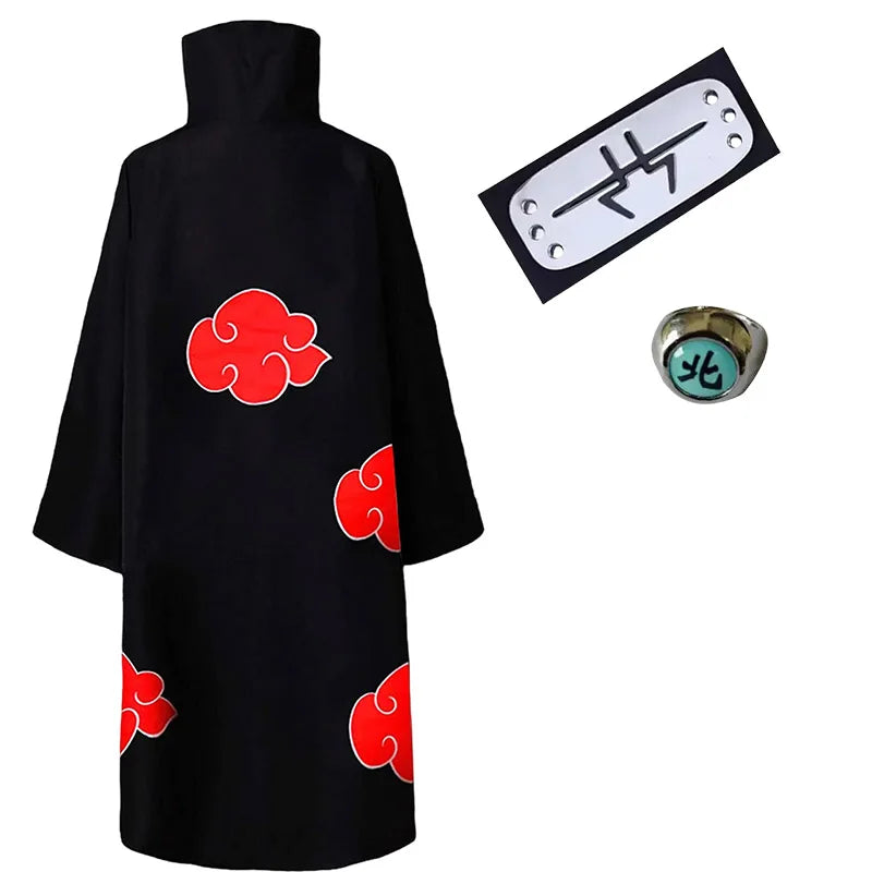 Bilibili Anime Akatsuki Deidara Cosplay Ninja Costume Uchiha Itachi Red Cloud Cloak Robe Cloak Headband Props Halloween Clothes