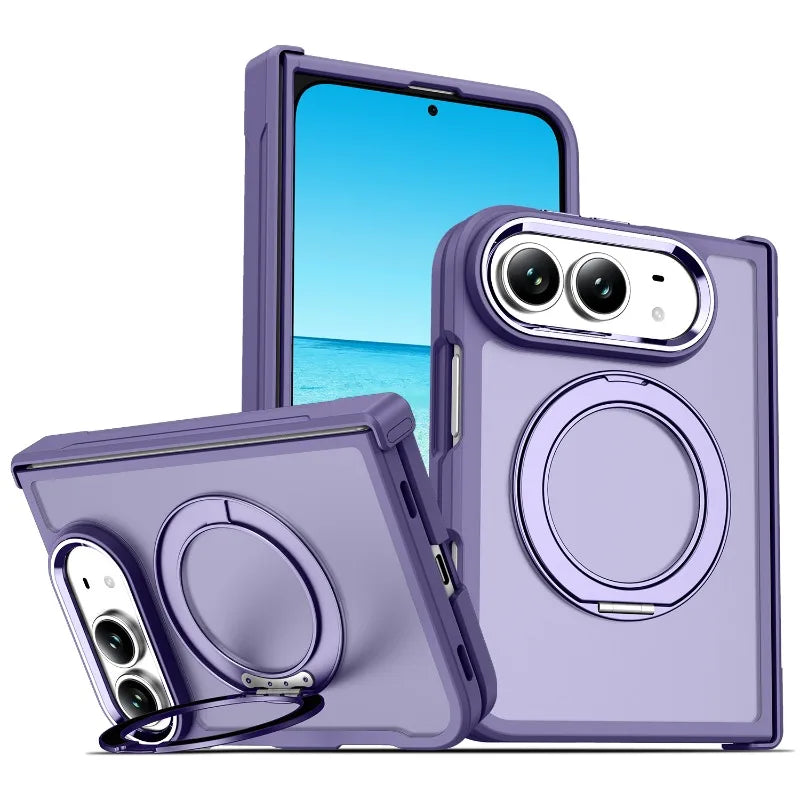 Fashion Feel 360 Degree Rotating Foldable Phone Case for IPhone Duo Fold for IPhone Ultra Metal Lens Frame Shockproof PC Cover