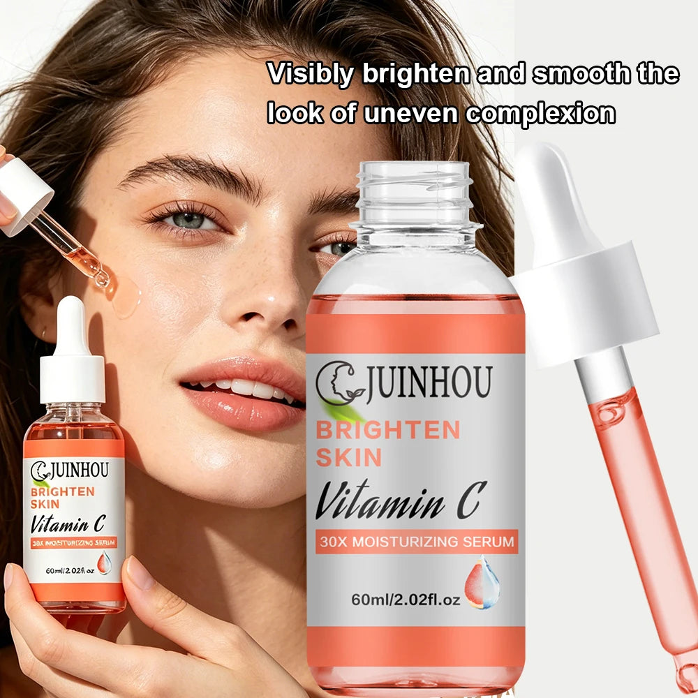 JUINHOU Vitamin C Skin Care Serum Cream Set Brighten Moisturizing Oil-Control Improve Uneven Skin Tone For Dull Skin Daily Care