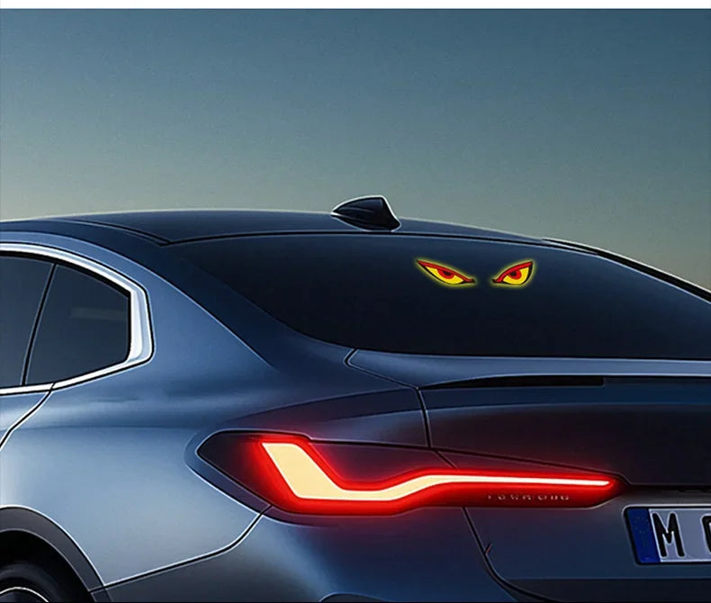 Cool DEMON EYE Ambient Light Solar Powered Breathing Neon Light Car Decoration Rear Windshield Atmosphere Lights Car Accessories
