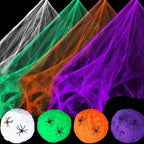 Halloween Decoration Spider Web,Artificial Cobweb,Stretchy Cobweb With Spider,Horror Gothic Haunted House Home Decor