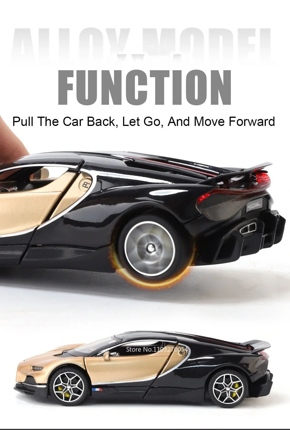 1:32 Atlantic Tourbillon Car Model Alloy Diecast Toys Doors Opened Sound Light Pull Back Miniature Models Office Table Ornaments