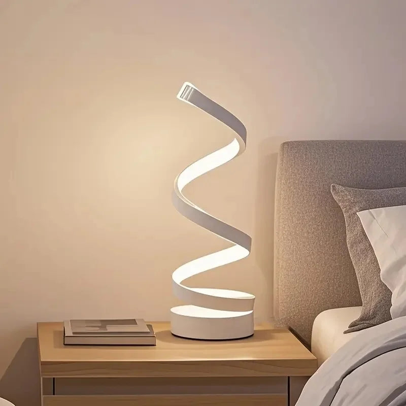 1PC Simple Spiral External Emitting Bright Desktop Desk Lamp, USB - Three-color Lighting, Suitable for Living Room and Bedroom D