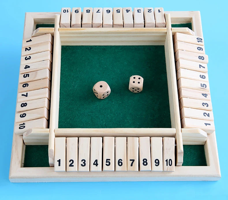 Montessori Wooden Board Game Kids Learning Educational Toys 10 Numbers Four Sided Shut Party Club Games Interesting Family Game
