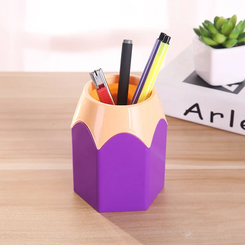 Cute Pencil Holder Desk Organizer Stationery Storage Box   Large Mouth Pen Holder Makeup Brush Organizer Box Office Accessories