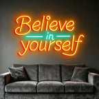 Believe in Yourself LED Neon Sign, Inspirational Quote Neon Decor, Motivational Wall Decor for Bedroom Office Gym Dorm Room Aest