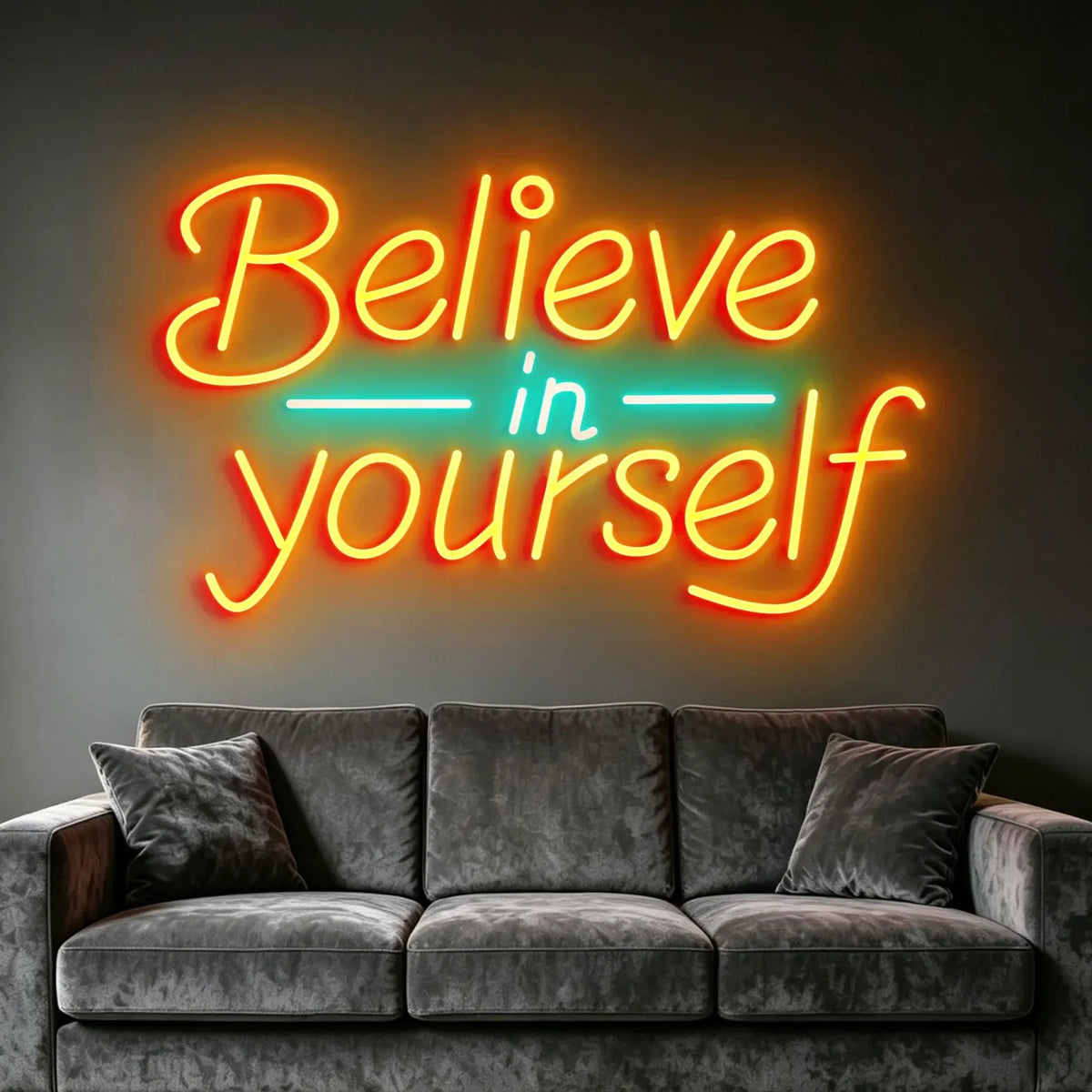 Believe in Yourself LED Neon Sign, Inspirational Quote Neon Decor, Motivational Wall Decor for Bedroom Office Gym Dorm Room Aest