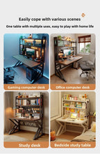 Gaming Desk with Bookshelf and Pegboard Computer Desk with Storage Shelf Home Office Study Desk for Bedroom Small Space