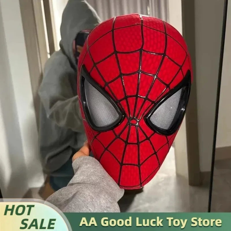 In Stock Miles Spider-Man 1:1 Scale Electronic Mask With Moving Glowing Eyes Ring Control Cosplay Toy Gift For Boys Gift
