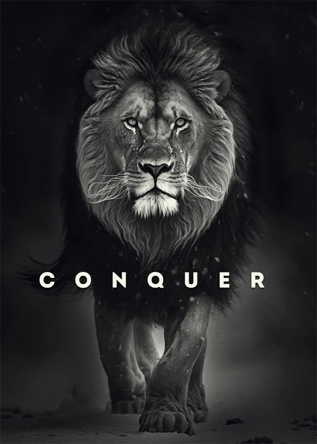 Animal Motivation Poster Panther Lion Motivational Canvas Posters Prints Canvas Painting Focus Conquer Fearless Mural Wall Decor