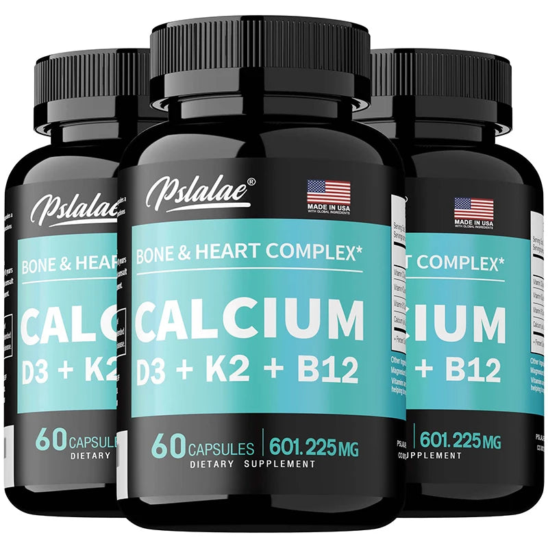 Calcium Supplement with Vitamin D3 K2 B12 - Supports Bone Health,Relieves Bloating, Immune System, Improves Absorption