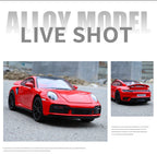 1:24 Porsche 911 992 Turbo S Alloy Sports Car Model Diecast Metal Racing Vehicles Car Model Simulation Sound Light Kids Toy Gift