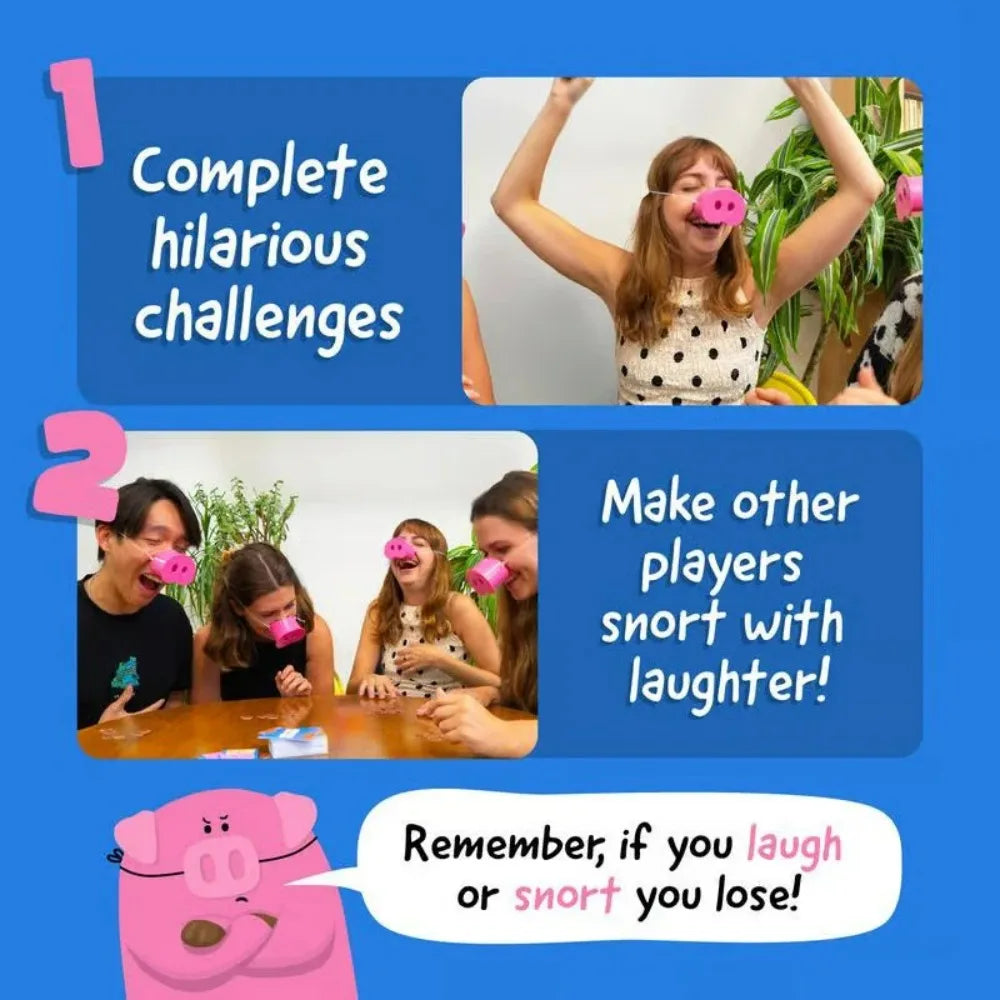 2026 Provide Fun Board Games with 5 Toy Pig Noses and Challenge Cards for Family and Friends To Play When Losing Party Games