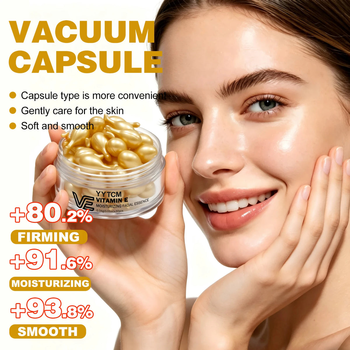 Vitamin E Facial Hydrating and Moisturizing Essence, Deep Moisturizing and Anti-Aging Capsule Essence 0.34Gx30 Capsules