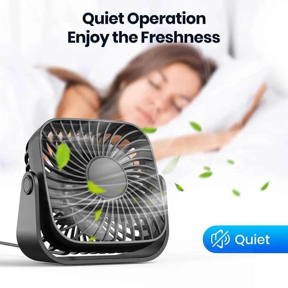 TOPK 4" Portable USB Mini Fan – 3 Speeds, 360° Adjustable, Ultra Quiet