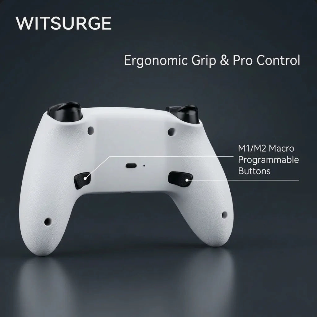 WITSURGE Hall Effect PS5 Controller,Wireless Anti-Drift Gamepad,Dual Hall Joysticks&Triggers,Macro Back Buttons,1500mAh, RGB