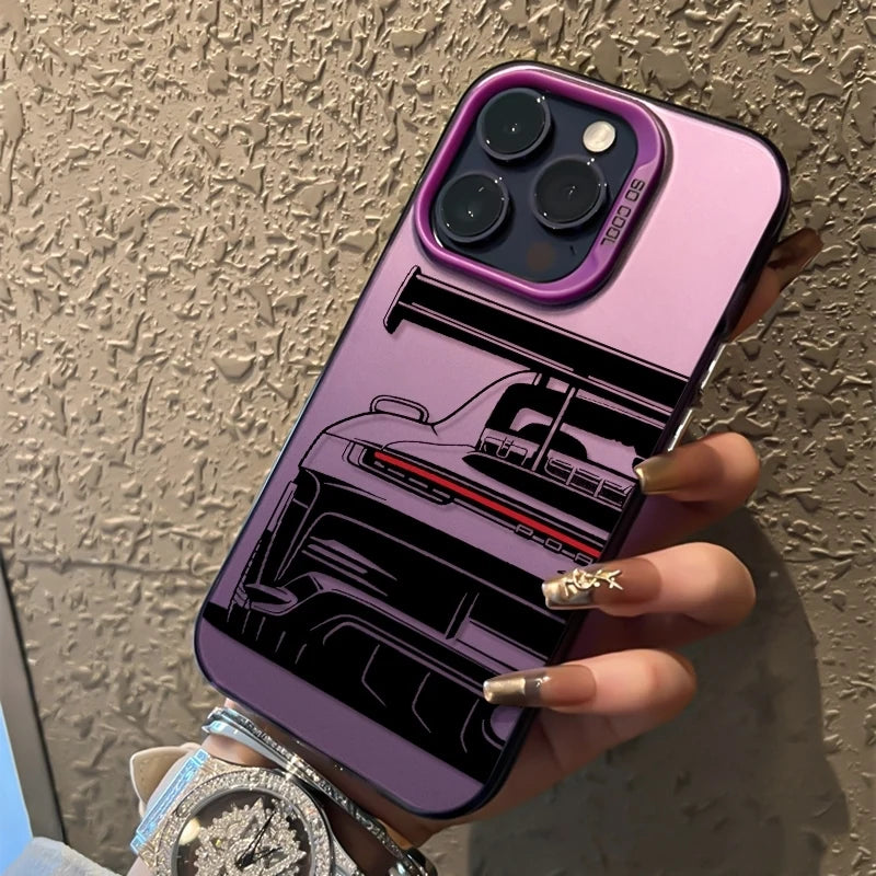 Trendy Sports Car Line Art Phone Case For iPhone 17 Pro Max 16 15 14 Pro 13 12 11 XS XR X 8 7 16 Plus 17E Shockproof Laser Cover