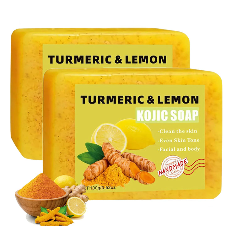 Turmeric Kojic Acid Lemon Soap Bar, Soap Bar Brighten Even Skin Vitamin E, Gentle Lemon Soap For Face,Body Wash