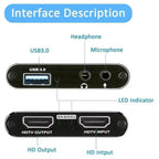 New 4K HDMI-Compatible USB 3.0 Video Capture Card 1080P 60FPS 60Hz Video Recorder Grabber for OBS Capturing Game Card Live Streaming
