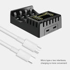 Battery Charger 4 Slot Intelligent Fast Charge With Indicator For 1.2V NiMH NiCd AAA/AA Rechargeable Battery USB C Micro Charger