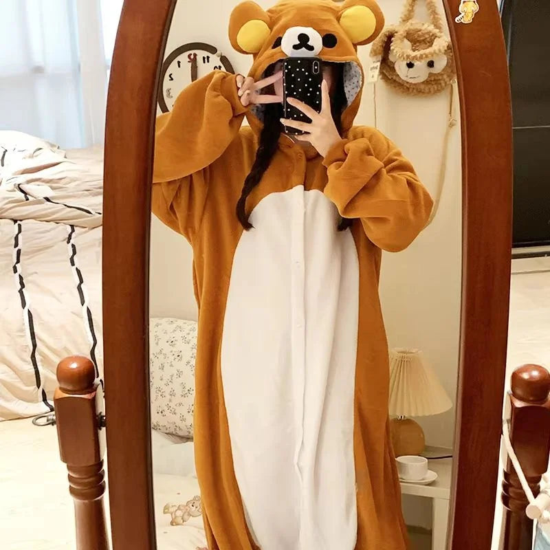 Sazac Rilakkuma Kigurumi Adult Anime Jumpsuit Pajamas Kawaii Cute Cartoon Character Loungewear For Home Party
