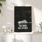1pc Unframed Canvas Poster - Modern Art "No Risk No Story" Motivational Wall Decor with Luxury Yacht & Nature Scene, High-Qualit
